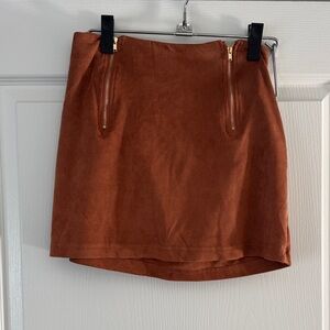 SHEIN Rust Mini Skirt with Zipper Accents